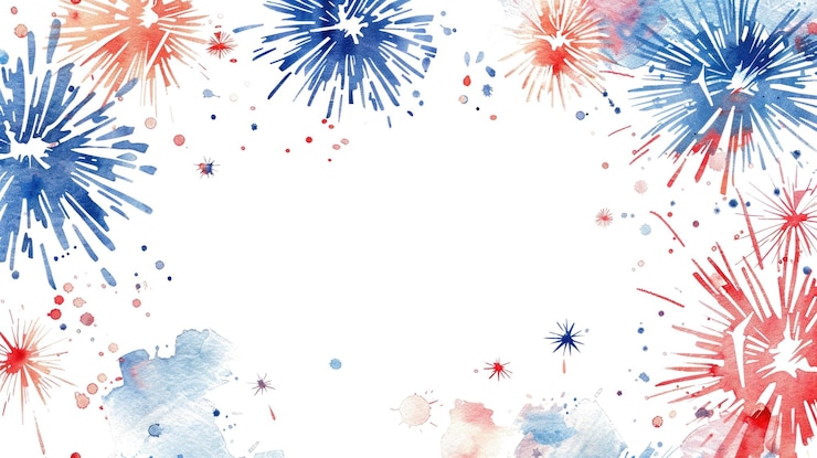 PSD fuegos artificiales coloridos aislados con fondo blanco estilo acuarela aig56