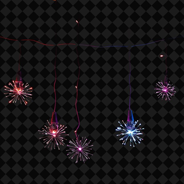 Fuegos artificiales decorativos y sombreros de fiesta Neon Explosiones de luz explotan a lo largo de la cuerda