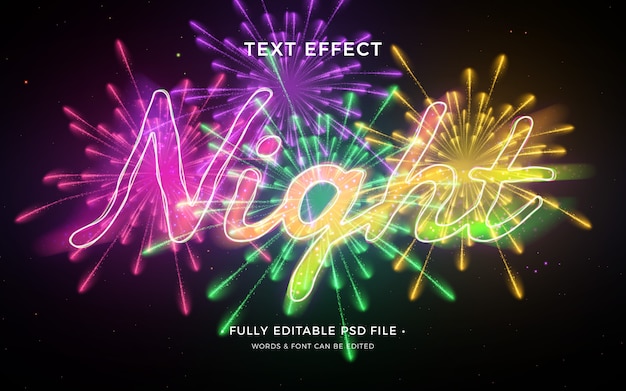 Fuegos artificiales y efecto de texto de celebración.