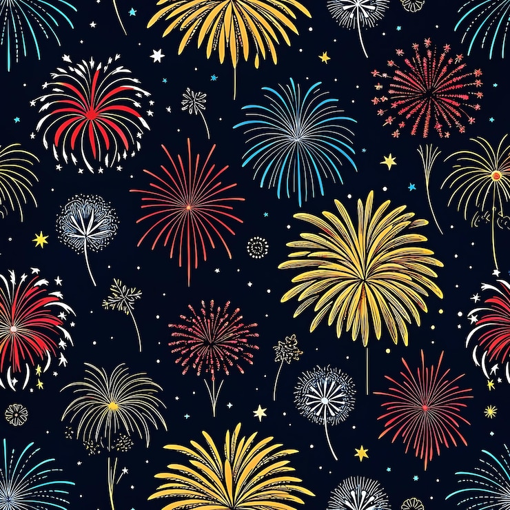 PSD fuegos artificiales con fuegos artificiales y un fondo de estrellas