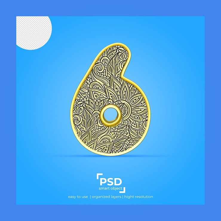 PSD fuente de arte 3d de 6 mejores renders