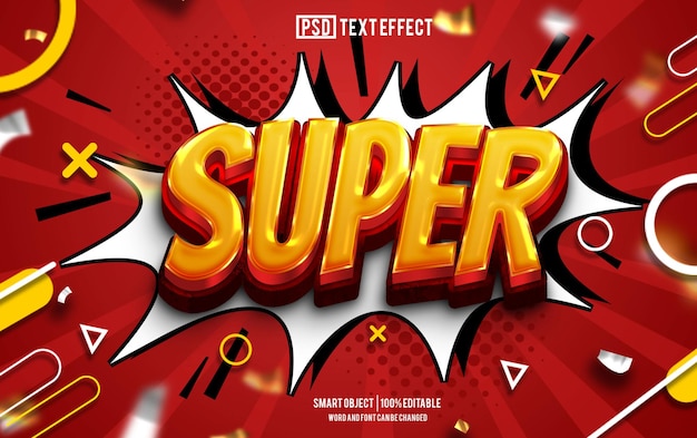 fuente de efecto de super texto tipografía editable texto 3D