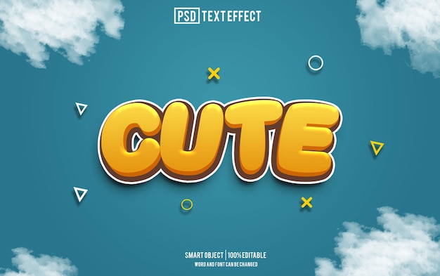 fuente de efecto de texto adorable tipografía editable texto 3D
