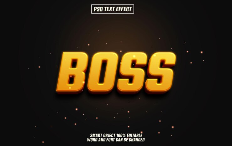 PSD fuente de efecto de texto boss tipografía editable texto 3d