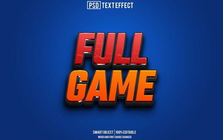PSD fuente de efecto de texto completo del juego tipografía editable texto 3d
