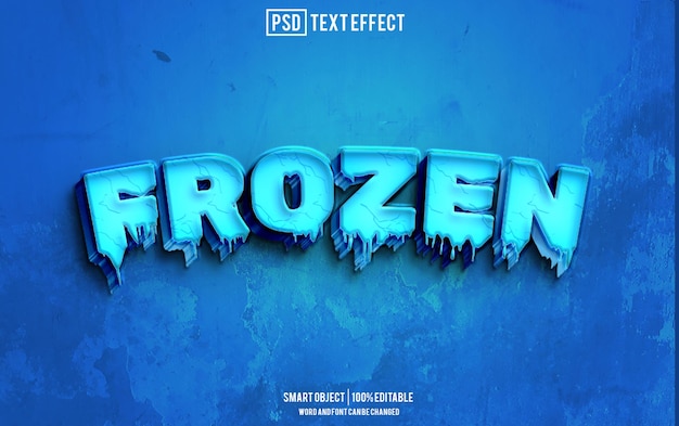 fuente de efecto de texto congelado tipografía editable texto 3D