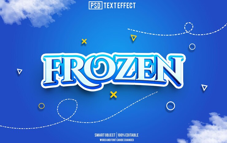 PSD fuente de efecto de texto congelado tipografía editable texto 3d