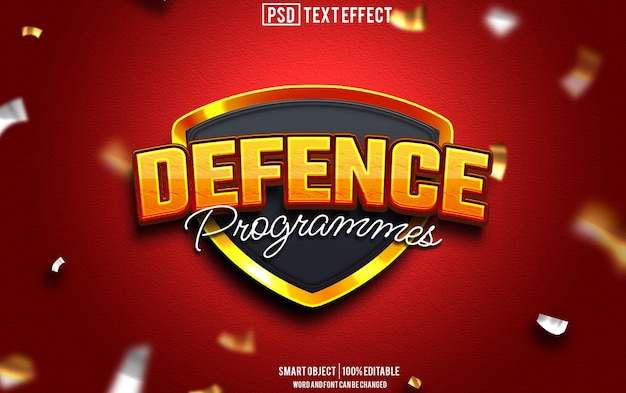 fuente de efecto de texto de defensa tipografía editable texto 3d