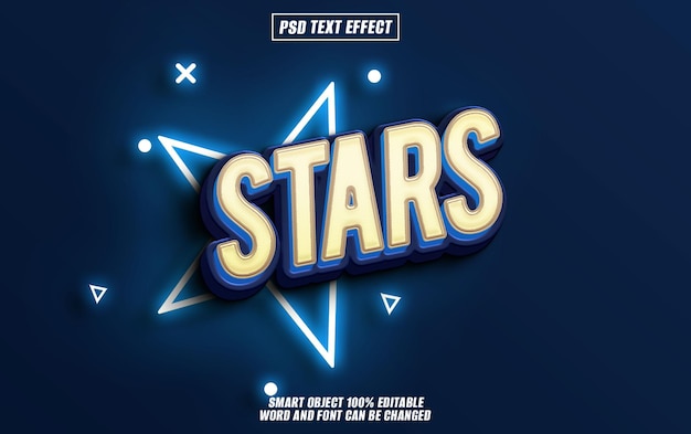 fuente de efecto de texto estrella tipografía editable texto 3d