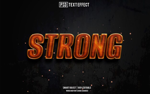 fuente de efecto de texto fuerte tipografía editable texto 3d