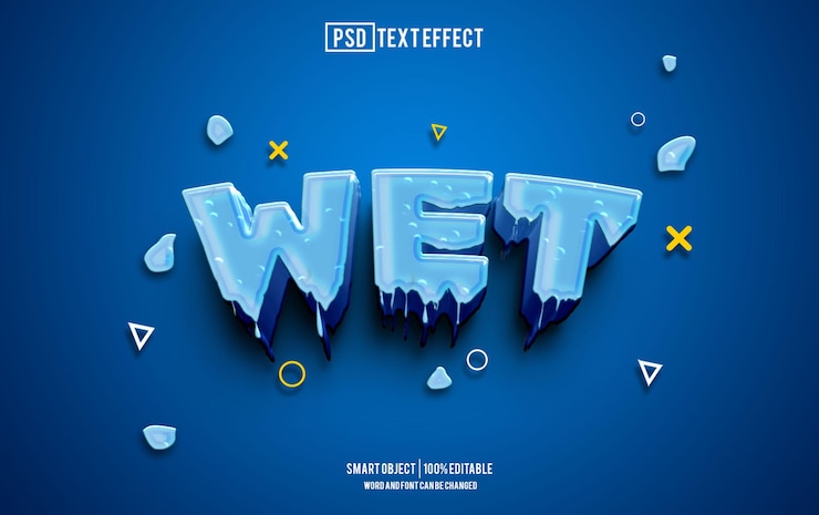 PSD fuente de efecto de texto húmedo tipografía editable texto 3d