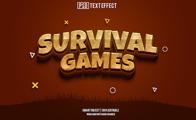 fuente de efecto de texto de juego suvival tipografía editable texto 3D
