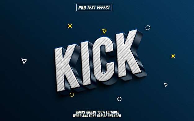 fuente de efecto de texto kick tipografía editable texto 3D