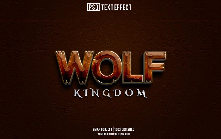 PSD fuente de efecto de texto lobo tipografía editable texto 3d