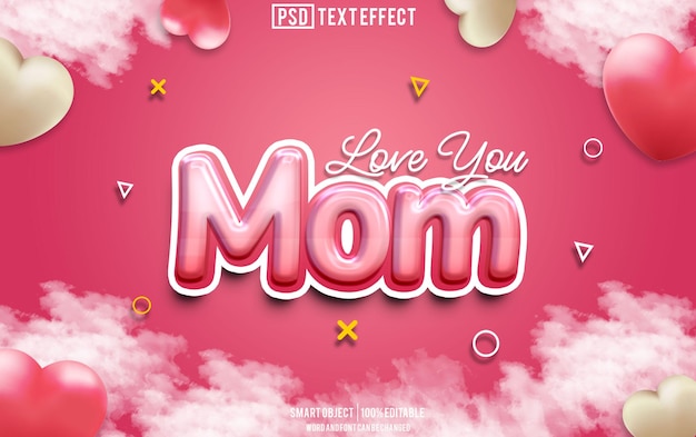 fuente de efecto de texto de mamá tipografía editable texto 3D