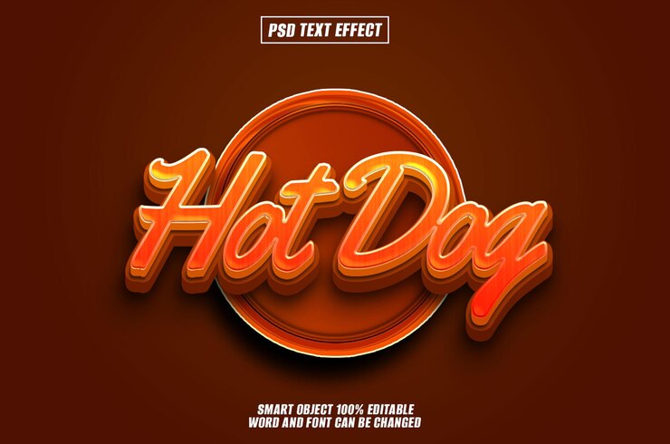 PSD fuente de efecto de texto de perro caliente tipografía editable texto 3d