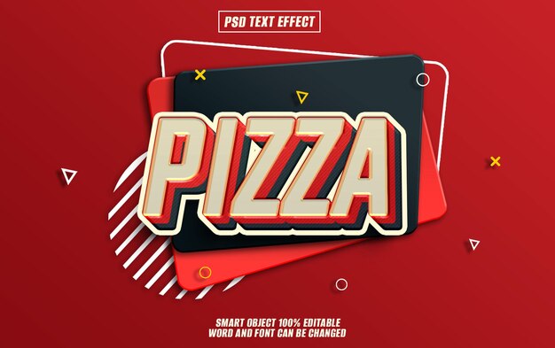fuente de efecto de texto de pizza tipografía editable texto 3D