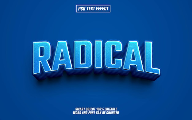 fuente de efecto de texto radical tipografía editable texto 3D