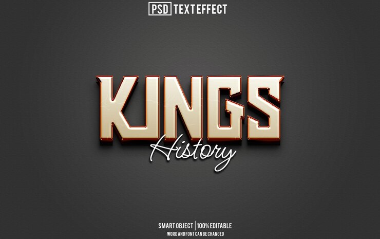 PSD fuente de efecto de texto rey tipografía editable texto 3d