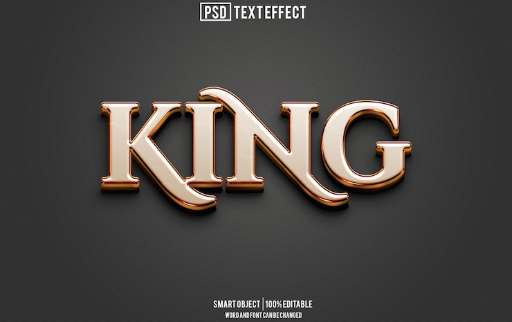 PSD fuente de efecto de texto rey tipografía editable texto 3d