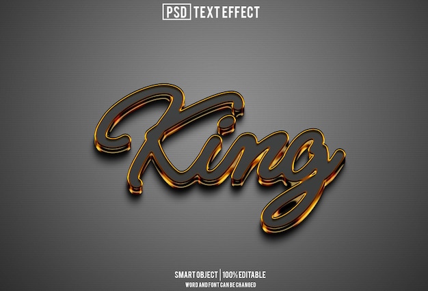 fuente de efecto de texto rey tipografía editable texto 3D