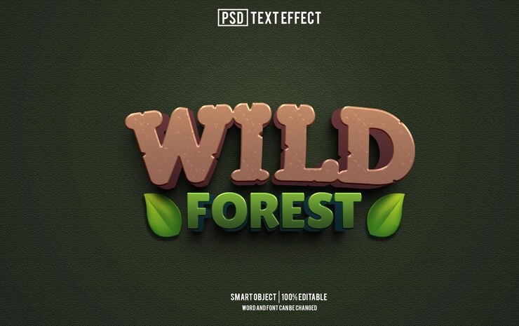 PSD fuente de efecto de texto salvaje tipografía editable texto 3d