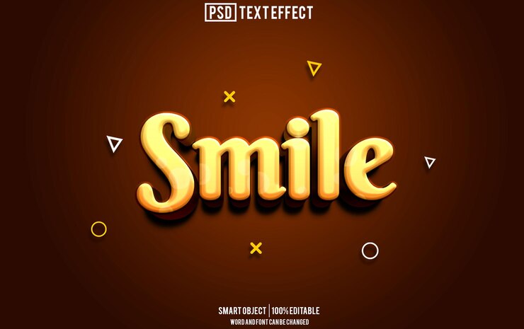 PSD fuente de efecto de texto de sonrisa tipografía editable texto 3d