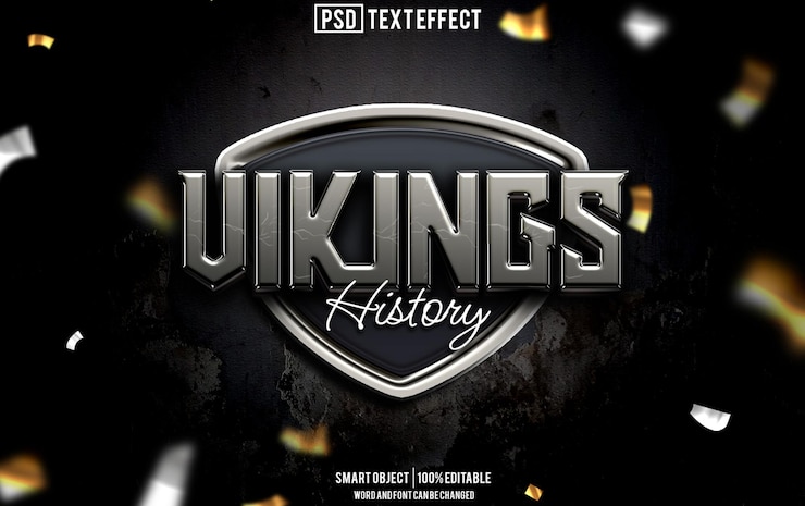PSD fuente de efecto de texto viking tipografía editable texto en 3d
