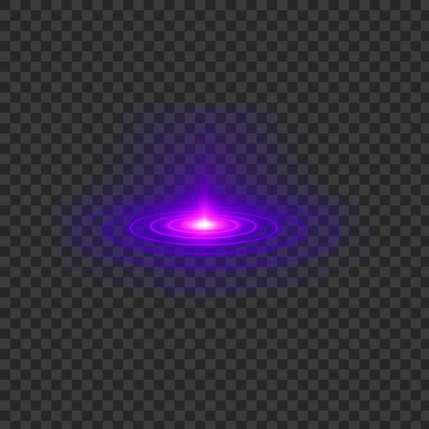 Fuente de energía de portal de neón púrpura con anillos concéntricos aislados de fondo transparente PNG