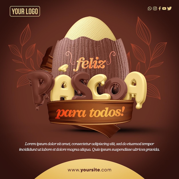 PSD fuente de plantilla de redes sociales felices pascuas para todos