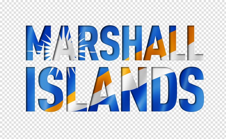 PSD fuente de texto de la bandera de las islas marshall