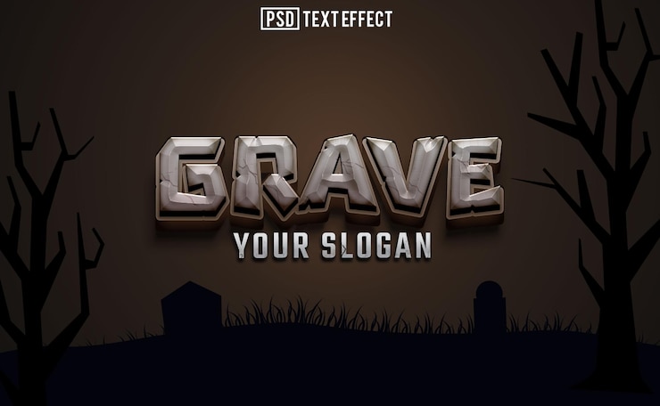 PSD fuente de texto de efecto grave tipografía editable texto 3d