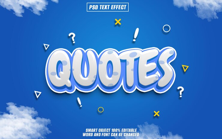PSD fuentes de texto con efecto de citas tipografía editable texto en 3d
