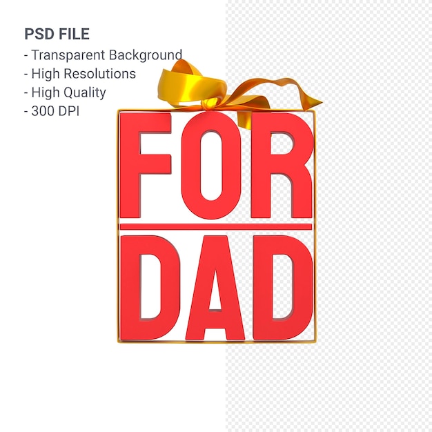 PSD für papa mit bogen und band 3d-rendering isoliert