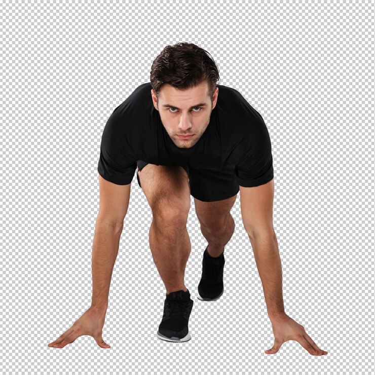 PSD fuerte joven deportista corredor aislado
