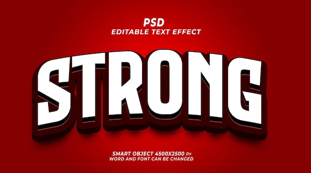 Fuerte plantilla de Photoshop de efecto de texto editable PSD 3d con lindo fondo