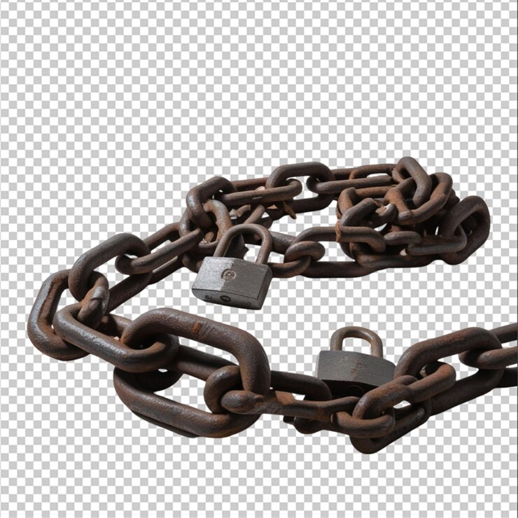 PSD fuertes cadenas aisladas sobre un fondo blanco