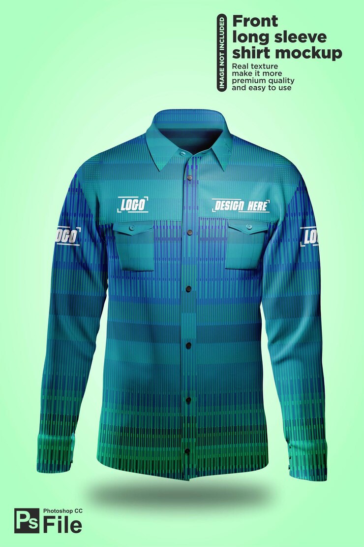 PSD full edit front long sleeve shirt mockup