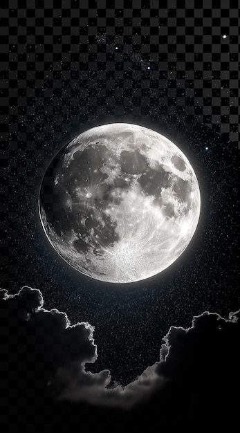 full moon shining brightly in the night sky on transparent background
