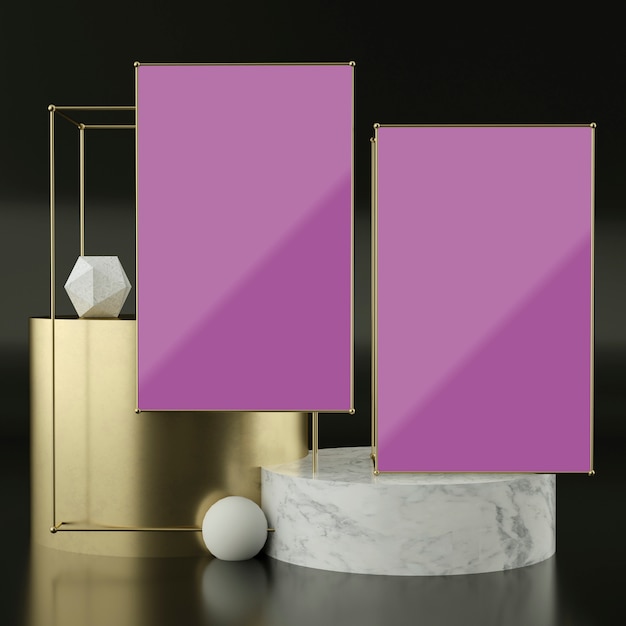 Full scene with 2 frame mockup 3d rendering