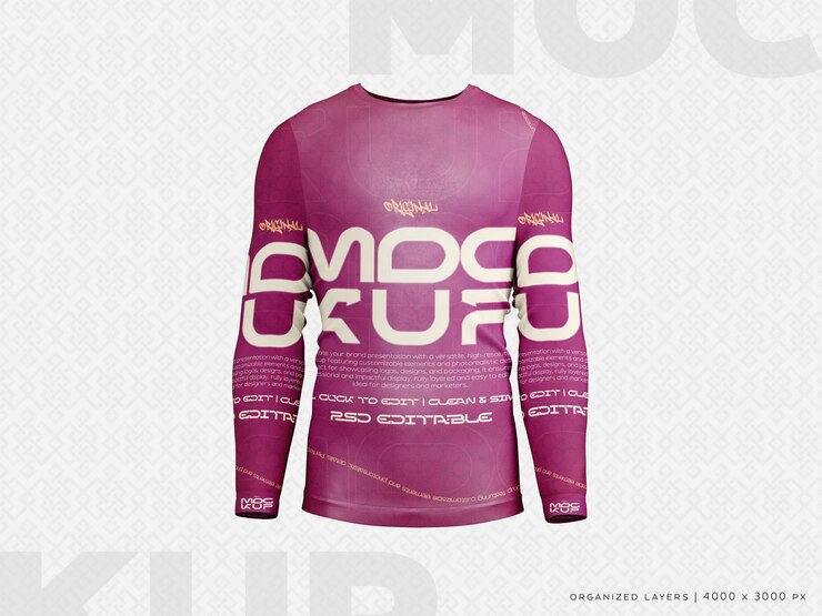 PSD full sleeve tshirt mockup angle 1