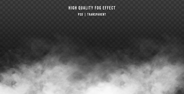 PSD fumaça branca realista com efeito nebuloso isolada em fundo transparente