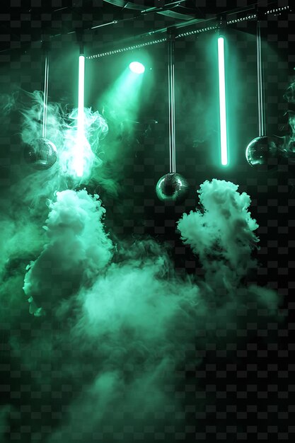PSD fume de brume png avec brume à haute densité et fumée de couleur vert néon streaks de lumière de néon radiants uniques