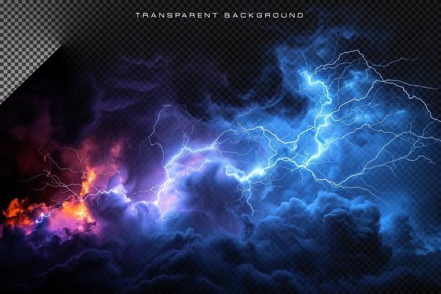 Fume réaliste avec superposition d'éclairage de tonnerre sur un fond transparent