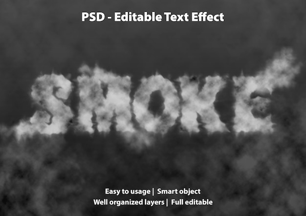 PSD fumée d'effet de texte modifiable