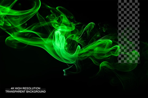 PSD fumée verte avec fumée de chaos et super hdr réaliste sur fond transparent