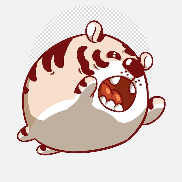 Fumetto degli animali dello zodiaco di salto della tigre bianca paffuta