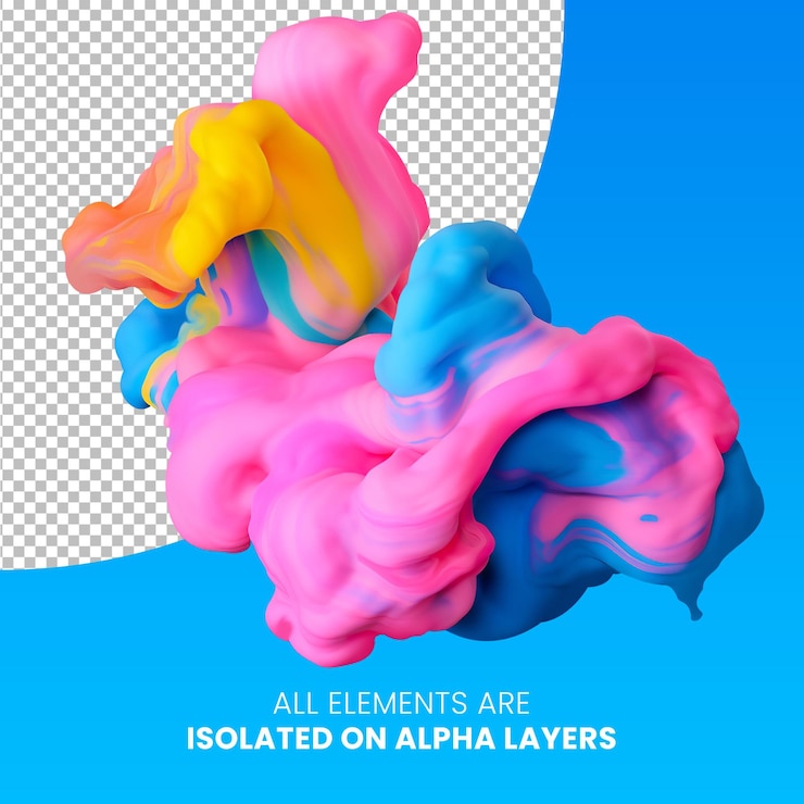 PSD fumo colorato surreale separato dal png di sfondo