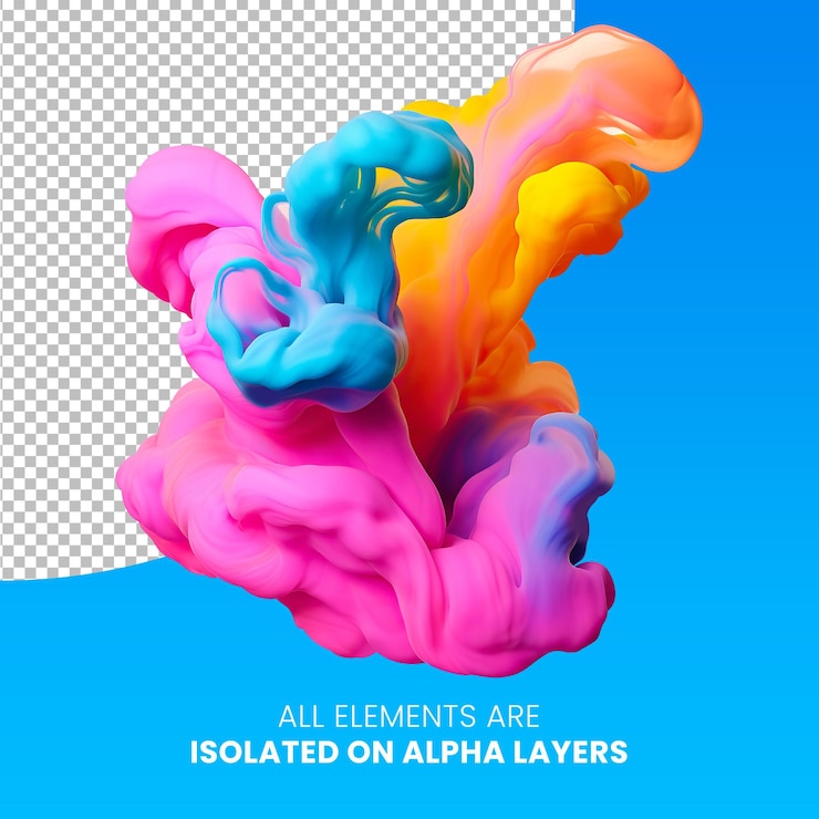 PSD fumo colorato surreale separato dal png di sfondo