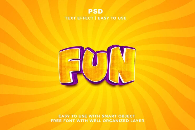 PSD fun 3d editable photoshop estilo de efecto de texto psd
